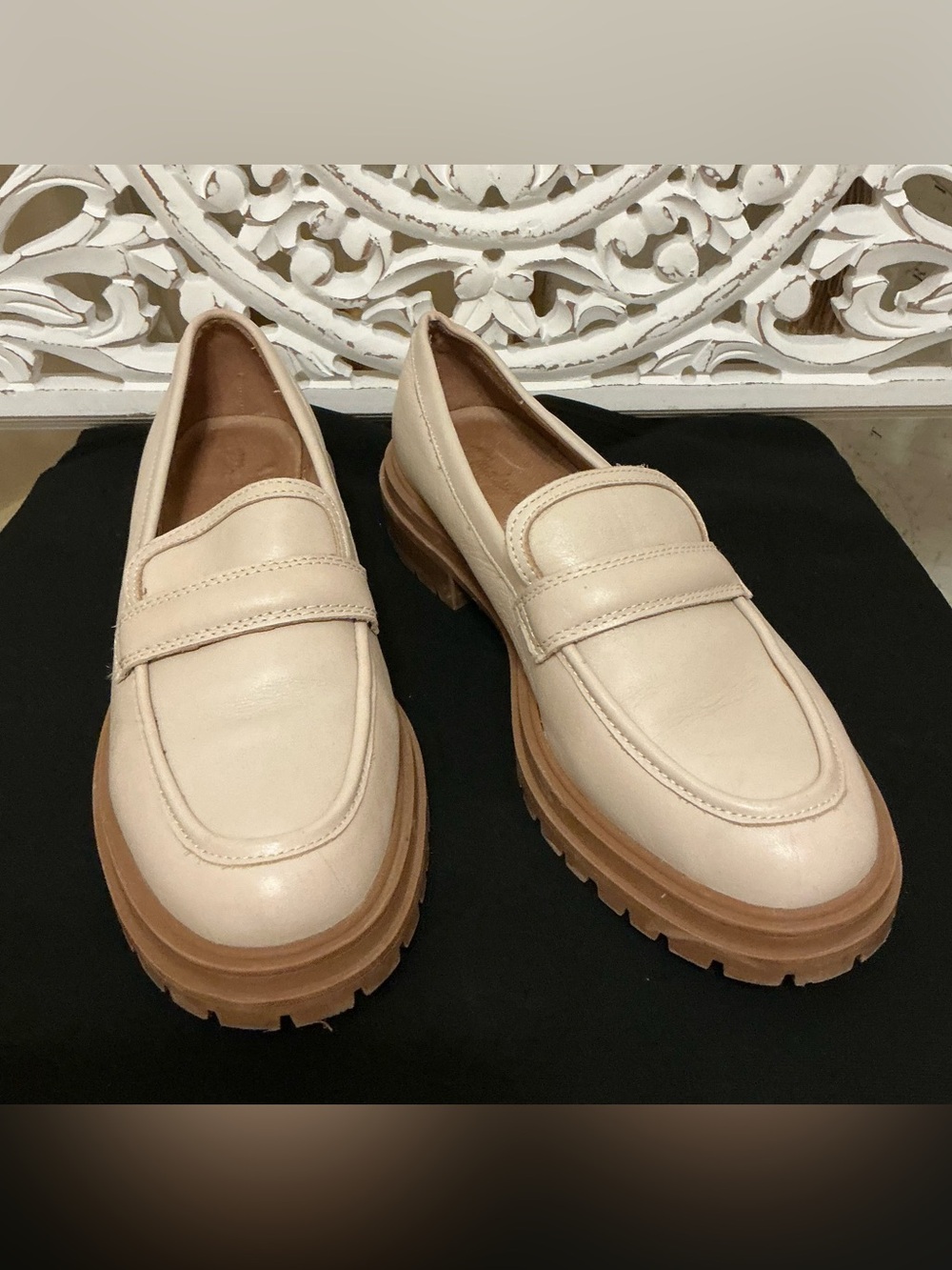 Madewell Bradley oyster/cream lug sole leather loafers sz9